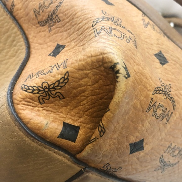 MCM Tan Leather Drawstring Bag with some Leather Wear - Picture 7 of 14